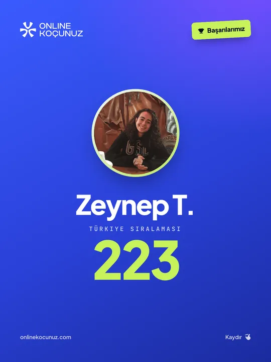 Online Koçunuz öğrencisi – Türkiye sıralaması 223