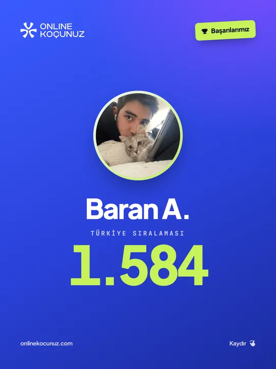 Baran A. – Türkiye sıralaması 1.584