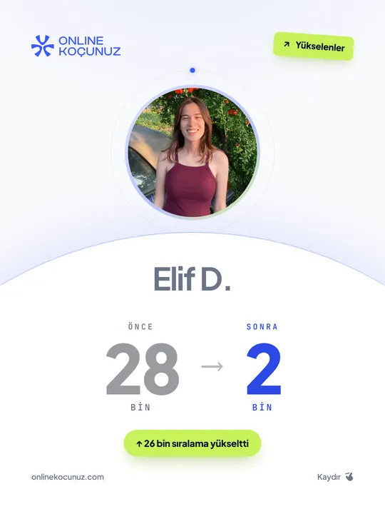 Elif D. – Online Koçunuz ile sıralamasını yükseltti