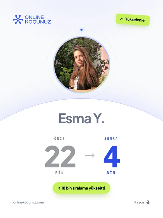Esma Y. – Online Koçunuz ile sıralamasını yükseltti