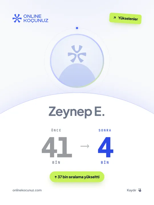 Zeynep E. – Online Koçunuz ile sıralamasını yükseltti