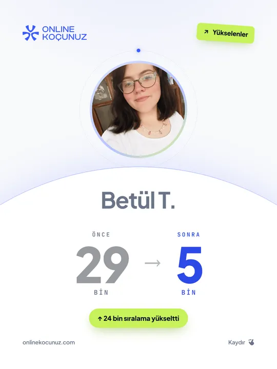 Betul T. – Online Koçunuz ile sıralamasını yükseltti