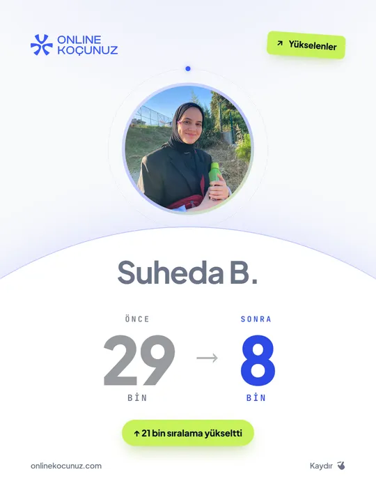 Suheda B. – Online Koçunuz ile sıralamasını yükseltti