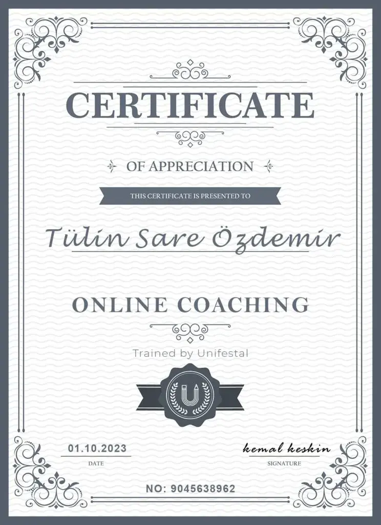 Tülin Sare Özdemir koç sertifikası